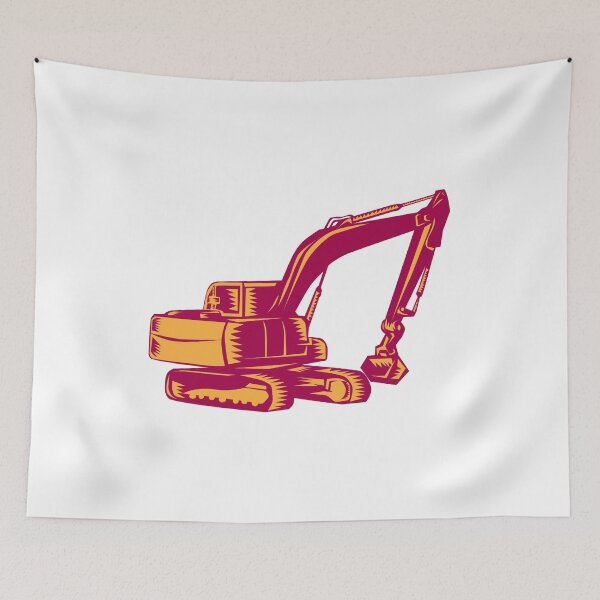 Item preview, Mechanical Digger Excavator Woodcut designed and sold by patrimonio.