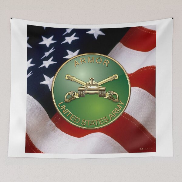 Item preview, U.S. Army Armor - Branch Insignia over U. S. Flag designed and sold by Serge Averbukh Art Studio.