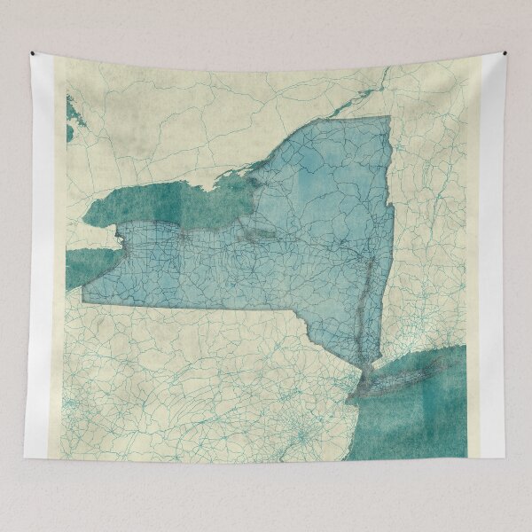 Item preview, New York Map Blue Vintage designed and sold by HubertRoguski.