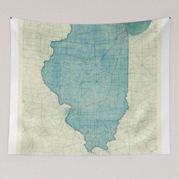 Item preview, Illinois Map Blue Vintage designed and sold by HubertRoguski.