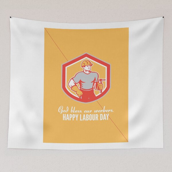 Item preview, Labor Day Greeting Card Builder Carpenter Hammer Shield designed and sold by patrimonio.