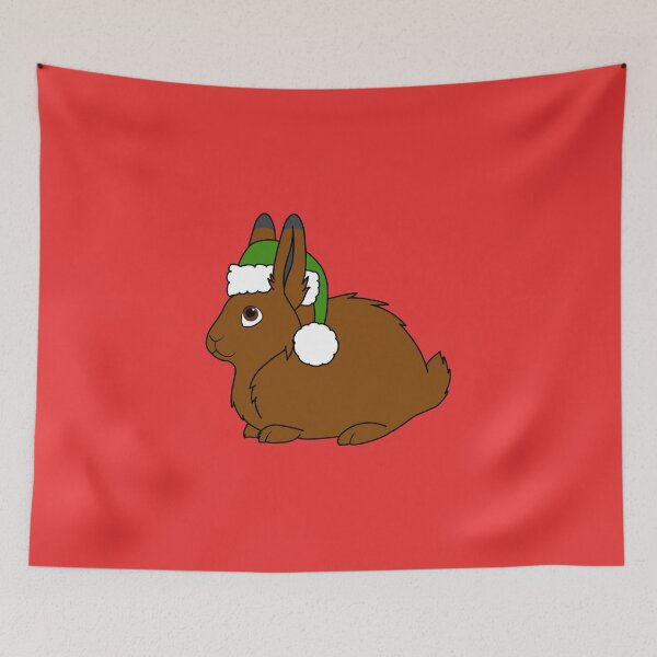 Item preview, Brown Arctic Hare with Christmas Green Santa Hat designed and sold by Grifynne.