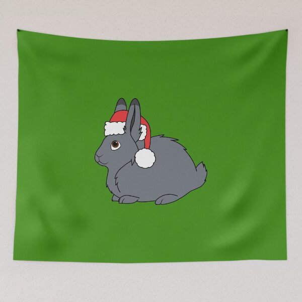 Item preview, Gray Arctic Hare with Christmas Red Santa Hat designed and sold by Grifynne.