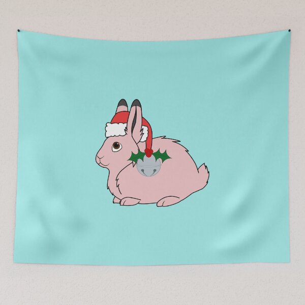 Item preview, Light Pink Arctic Hare with Santa Hat, Holly & Silver Bell designed and sold by Grifynne.