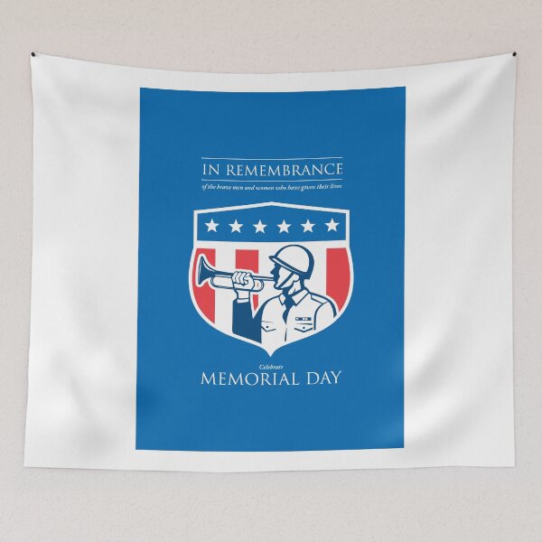 Item preview,  Memorial Day Greeting Card Soldier Blowing Bugle Flag Shield designed and sold by patrimonio.