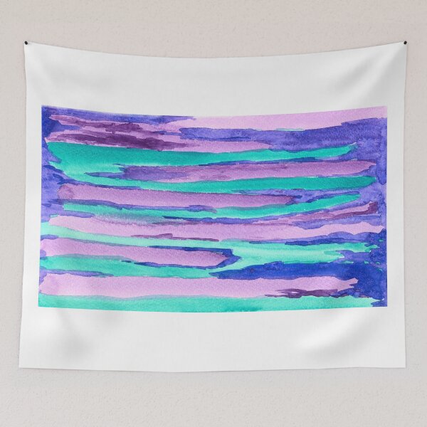 Item preview, Watercolor Hand Painted Purple Turquoise Abstract Stripes designed and sold by Beverly Claire Kaiya.