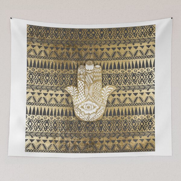 Item preview, Faux Print Gold Hamsa Hand and Tribal Aztec designed and sold by Blkstrawberry.