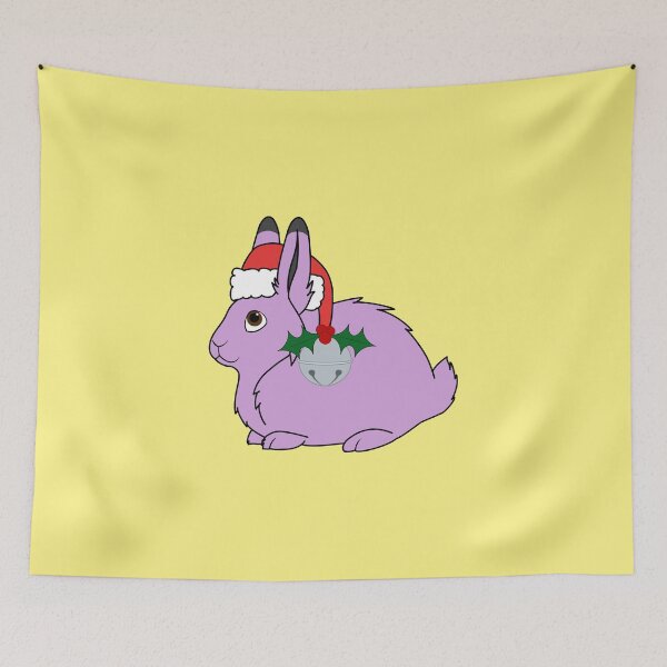 Aperçu de l'œuvre Light Purple Arctic Hare with Santa Hat, Holly & Silver Bell créée et vendue par Grifynne.