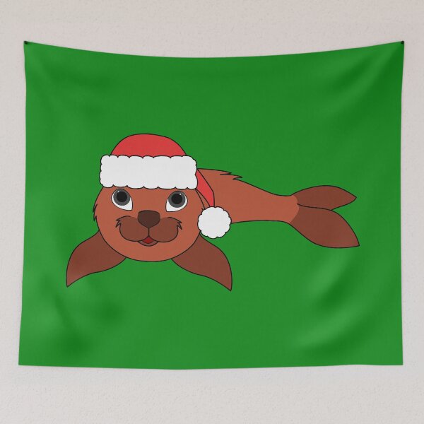 Item preview, Red Baby Seal with Christmas Red Santa Hat designed and sold by Grifynne.