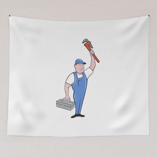 Item preview, Plumber Toolbox Raising Monkey Wrench Cartoon designed and sold by patrimonio.