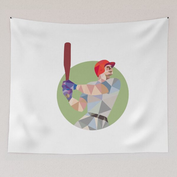 Aperçu de l'œuvre Baseball Batter Batting Circle Low Polygon créée et vendue par patrimonio.