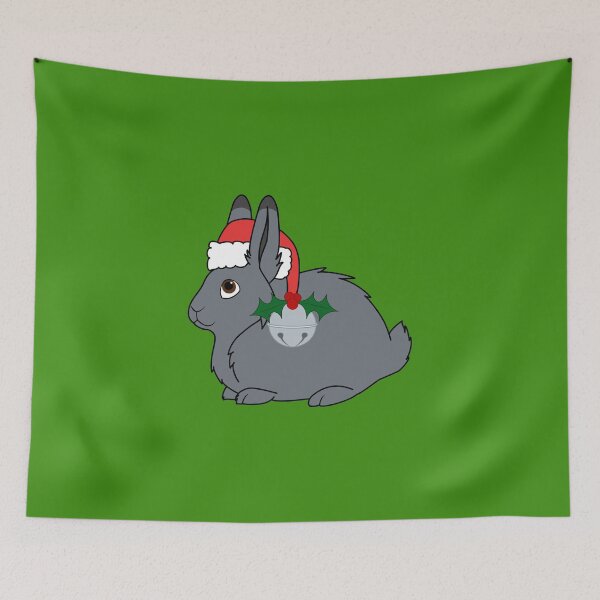 Item preview, Gray Arctic Hare with Santa Hat, Holly & Silver Bell designed and sold by Grifynne.