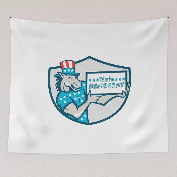 Item preview, Vote Democrat Donkey Mascot Shield Cartoon designed and sold by patrimonio.