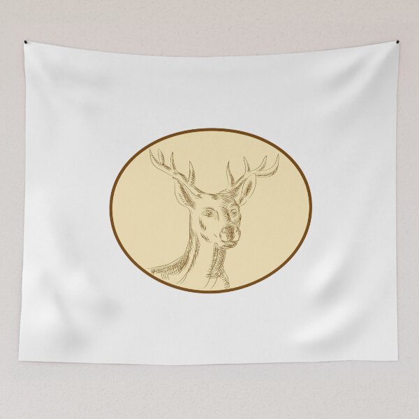 Item preview, Red Stag Deer Head Circle Etching designed and sold by patrimonio.