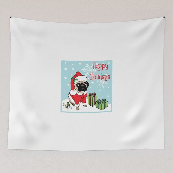 Item preview, Adorable Happy Holidays Christmas Pug designed and sold by pugmom4.