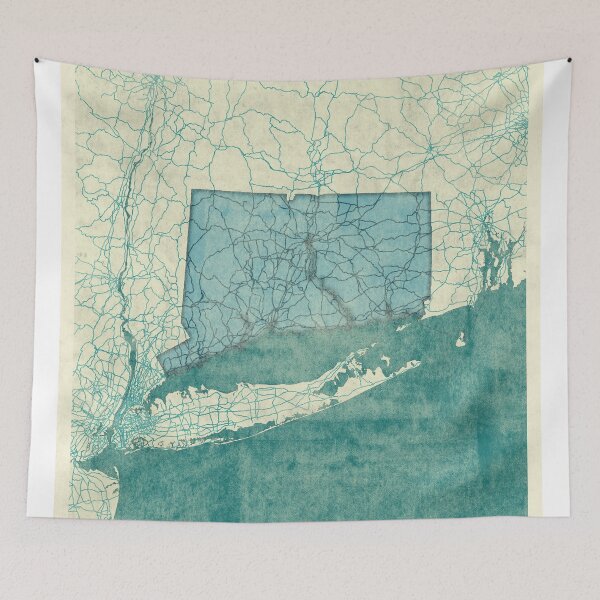 Item preview, Connecticut Map Blue Vintage designed and sold by HubertRoguski.