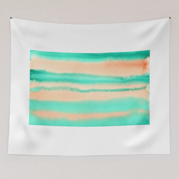 Item preview, Watercolor Hand Painted Orange Green Stripes Abstract Background designed and sold by Beverly Claire Kaiya.