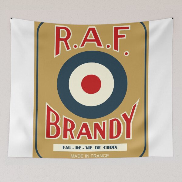 Item preview, vintage R.A.F. Brandy French liquor bottle label modern remake designed and sold by aapshop.