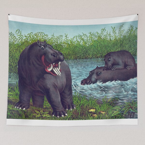 Item preview, Hippopotamus Yawning Vintage illustration designed and sold by Vintage Designs +.