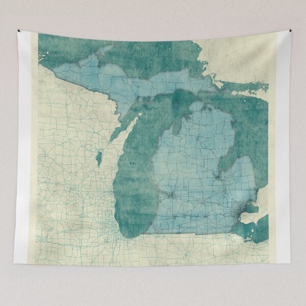 Item preview, Michigan Map Blue Vintage designed and sold by HubertRoguski.