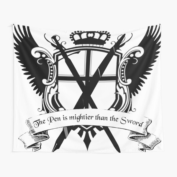 Pen is mightier than the sword crest Tapestry