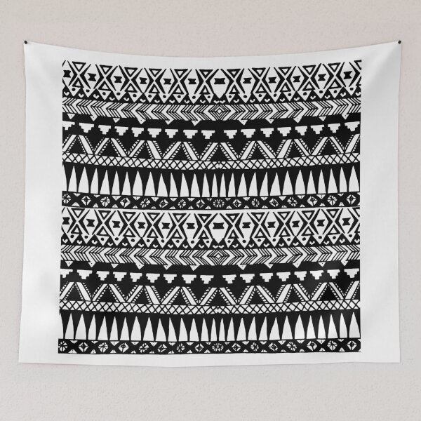 Item preview, Black and White Hand Drawn Modern Tribal Aztec designed and sold by Blkstrawberry.