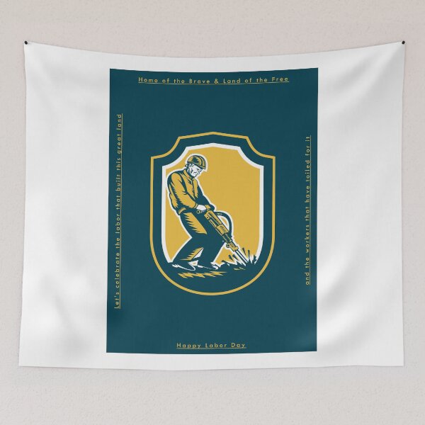 Item preview, Labor Day Greeting Card Construction Worker JackHammer designed and sold by patrimonio.