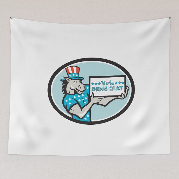 Item preview, Vote Democrat Donkey Mascot Oval Cartoon designed and sold by patrimonio.