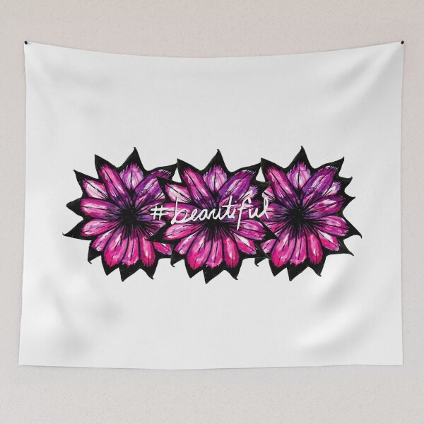 Item preview, "# Beautiful" with Purple Hand Painted Flowers designed and sold by Blkstrawberry.