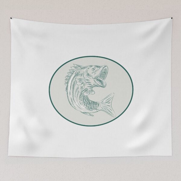 Item preview, Largemouth Bass Fish Oval Etching designed and sold by patrimonio.