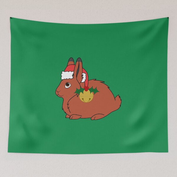Item preview, Red Arctic Hare with Santa Hat, Holly & Gold Bell designed and sold by Grifynne.