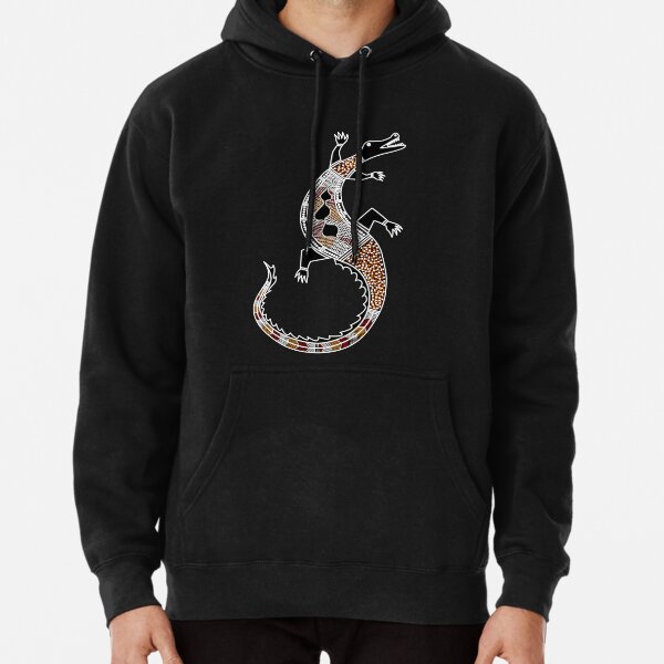 Authentic Aboriginal Art - Crocodile Authentic Designs Pullover Hoodie