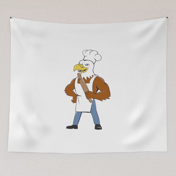 Item preview, Bald Eagle Baker Chef Rolling Pin Cartoon designed and sold by patrimonio.