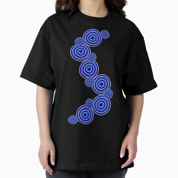 Vista previa del artículo con la obra «Arte aborigen auténtico: pozos de agua azules», diseñado y vendido por HogarthArts.