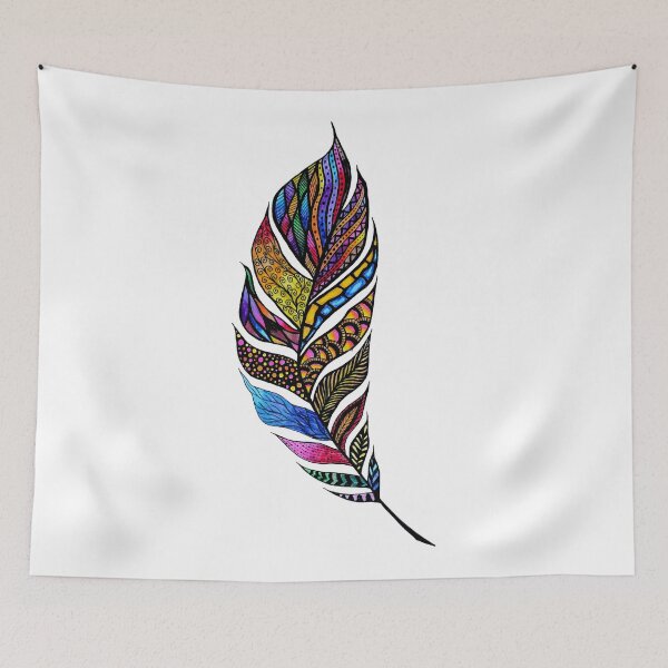 Item preview, Colorful Watercolor Hand Drawn Tangle Feather designed and sold by Blkstrawberry.
