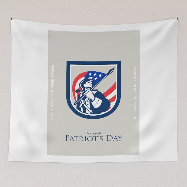 Item preview, Patriots Day Greeting Card American Patriot  USA Flag Look Up Crest designed and sold by patrimonio.