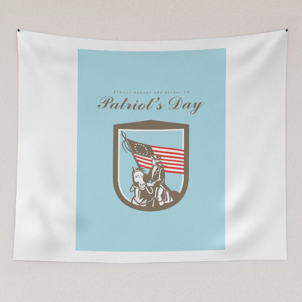 Item preview, Patriots Day Greeting Card American Revolutionary Serviceman Horse Flag designed and sold by patrimonio.