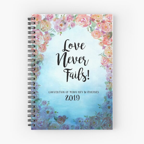Item preview, "Love Never Fails"! 2019 Regional Convention of Jehovah's Witnesses (Floral Blue) designed and sold by JW Stuff.