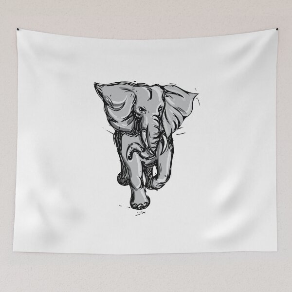 Item preview, Elephant Rampaging Isolated Drawing designed and sold by patrimonio.