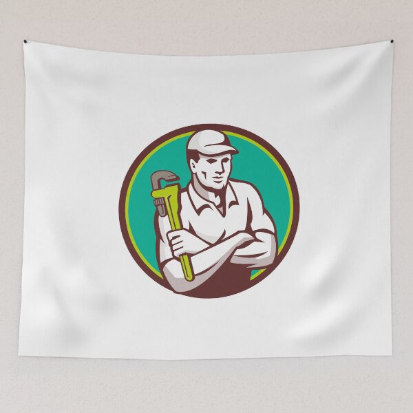 Item preview, Plumber Monkey Wrench Arms Crossed Circle Retro designed and sold by patrimonio.