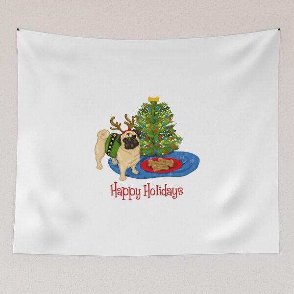 Item preview, Happy Holidays Reindeer Pug Tees and gifts designed and sold by pugmom4.
