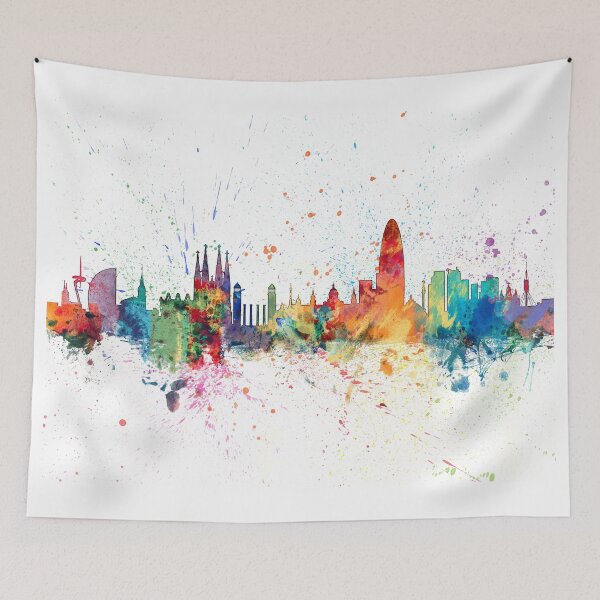 Item preview, Barcelona Spain Skyline designed and sold by ArtPrints.