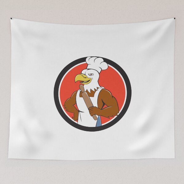 Item preview, Bald Eagle Baker Chef Rolling Pin Circle Cartoon designed and sold by patrimonio.