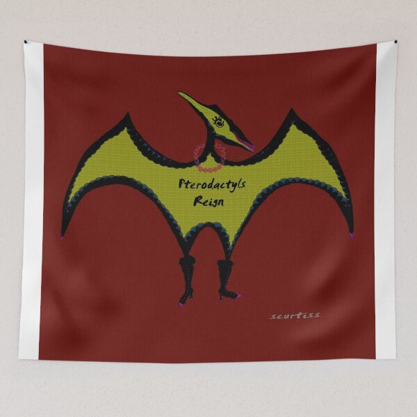 Item preview, Pterodactyls Reign Red and Green designed and sold by Sarah Curtiss.