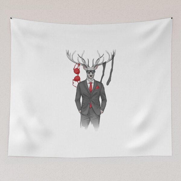 Item preview, image of man with deer's head and lingerie items on horns designed and sold by Nadiiaz.