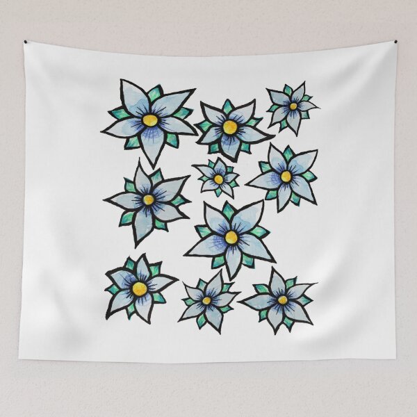 Item preview, Blue wild flowers artistic floral blues designed and sold by FrictionMaxxing.