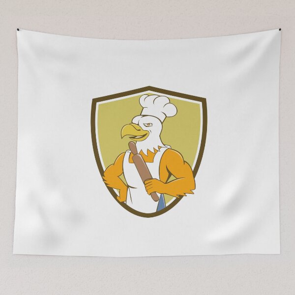 Item preview, Bald Eagle Baker Chef Rolling Pin Crest Cartoon designed and sold by patrimonio.