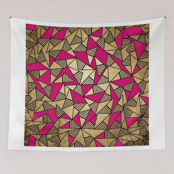 Item preview, Glam Faux Gold, Black, and Pink Striped Triangles Geometric designed and sold by Blkstrawberry.