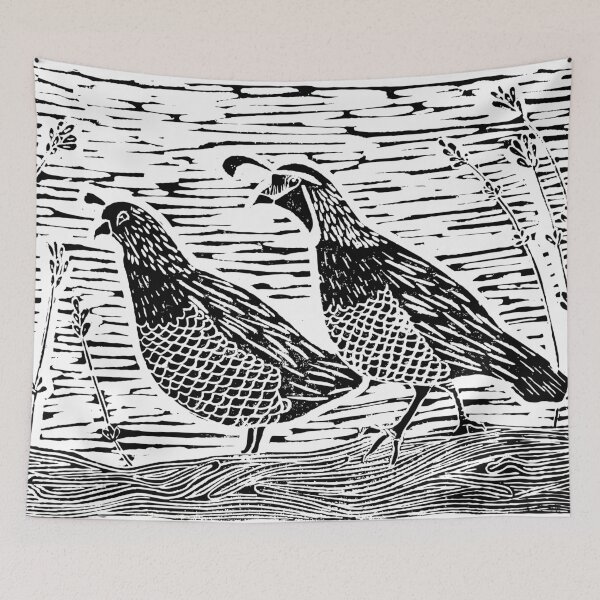 Item preview, Pair of Quail Blockprint designed and sold by natalievmason.