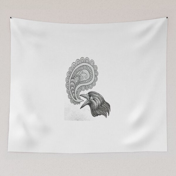 Item preview, Dot Work Raven with Paisley designed and sold by MFishhooktattoo.